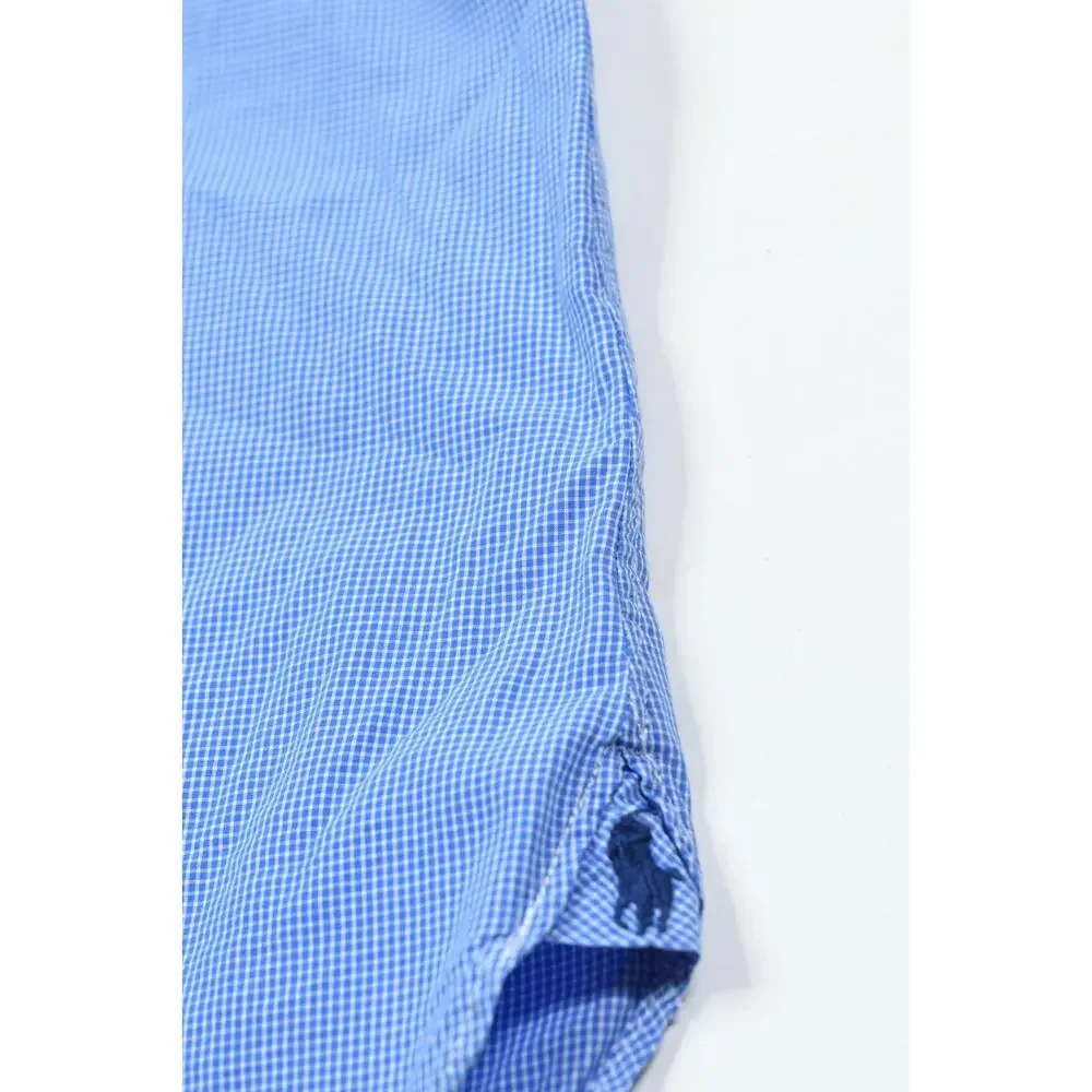 Polo Ralph Lauren Shirt Mens 16.5 Blue Check Long Sleeve Button-Up Slim Fit